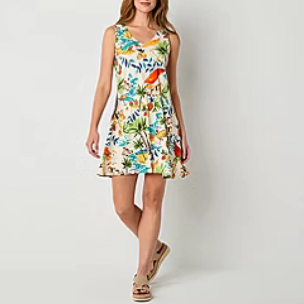 Tropical Print Swing Dress Size L. NEW WITH TAGS! - Picture 1 of 5